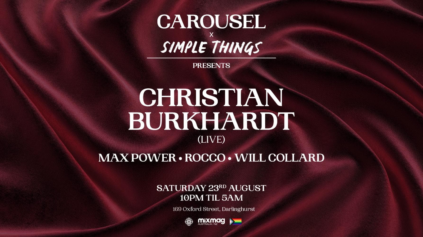 // Carousel & Simple Things Presents // Christian Burkhardt (LIVE) // Saturday August 23rd //